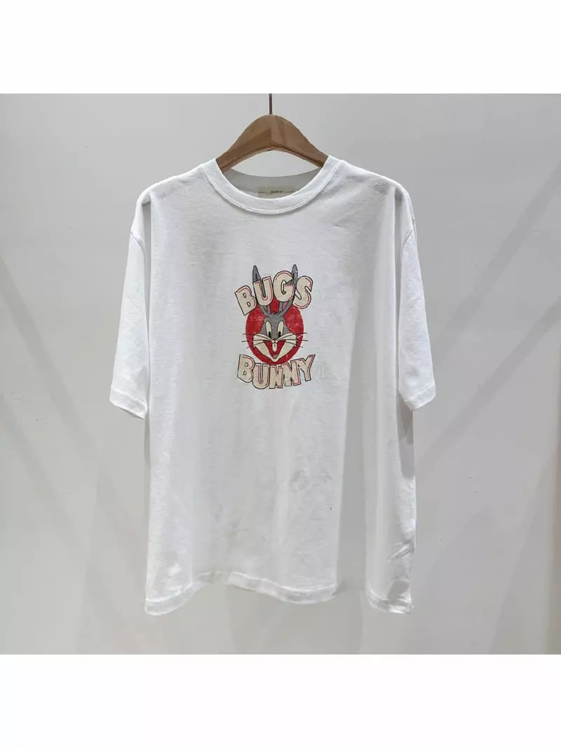 Fifty - Korean Women Fashion - #restrostyle - Rabbit Short Sleeves Tee - 3