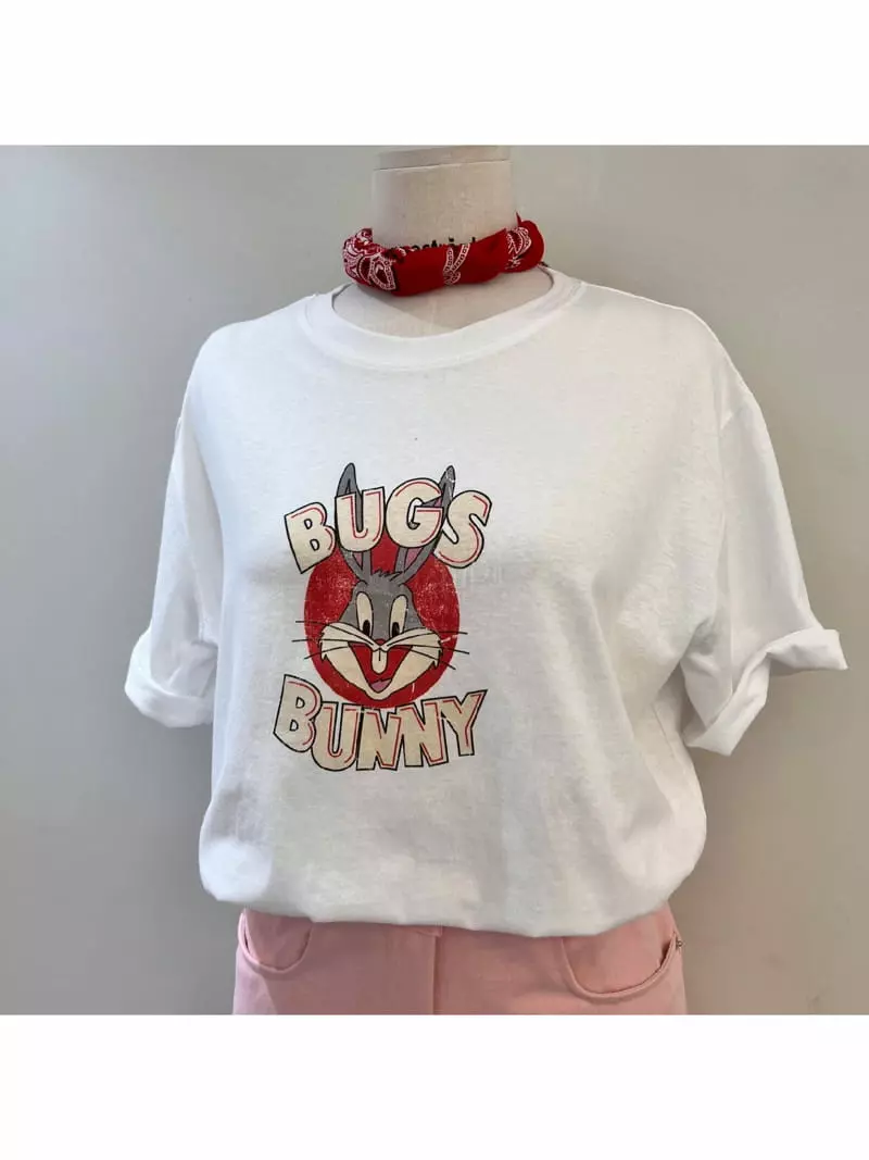 Fifty - Korean Women Fashion - #vintagekidsstyle - Rabbit Short Sleeves Tee