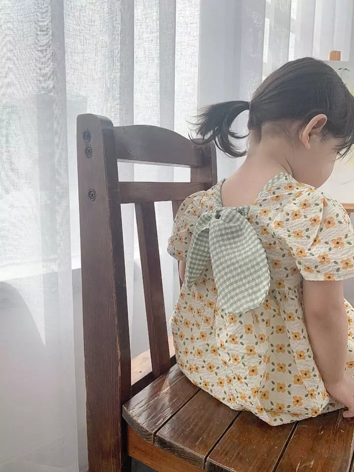 Flower J - Korean Children Fashion - #discoveringself - Check Ribbon One-piece - 5