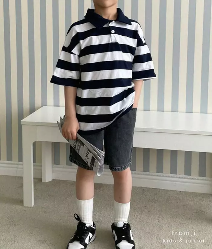 From I - Korean Children Fashion - #Kfashion4kids - Stripes Collar Tee - 11