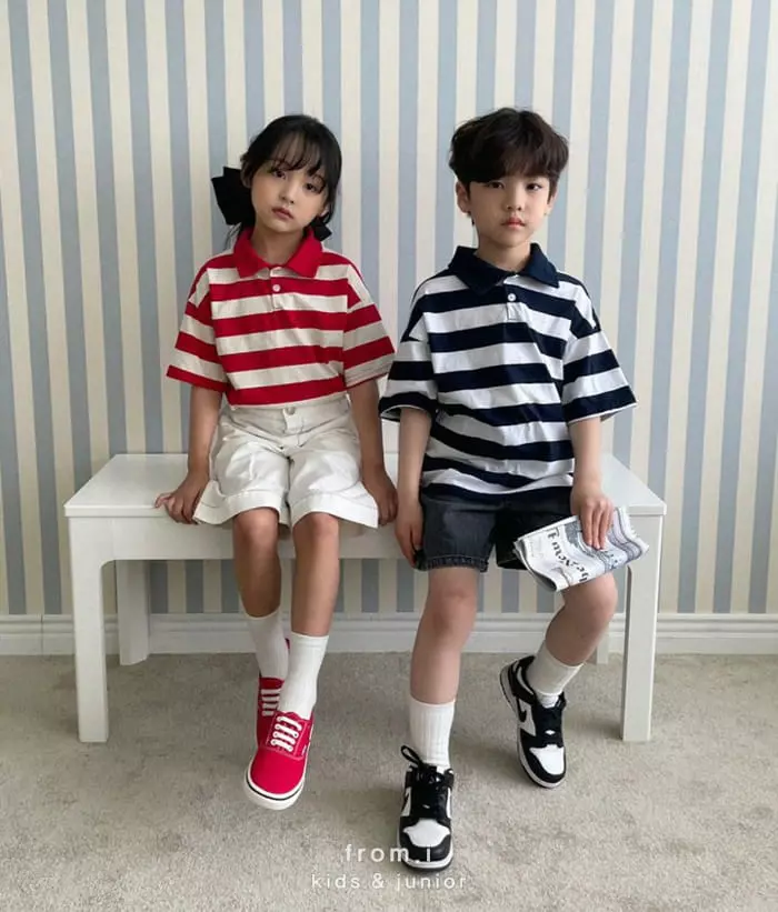 From I - Korean Children Fashion - #childofig - Stripes Collar Tee - 3
