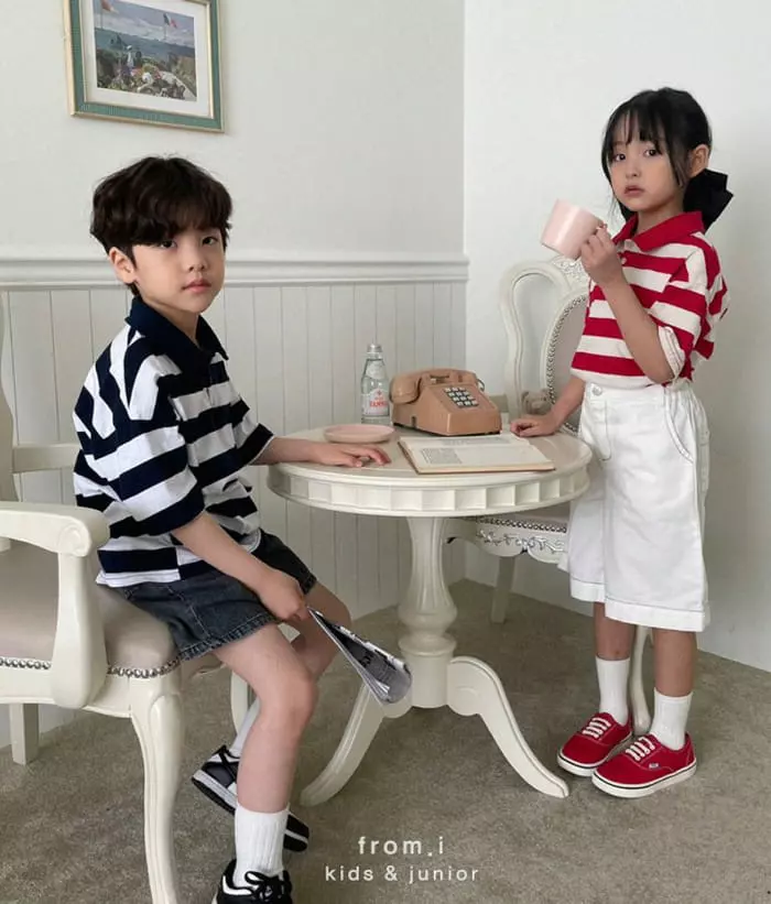 From I - Korean Children Fashion - #childofig - Stripes Collar Tee - 4