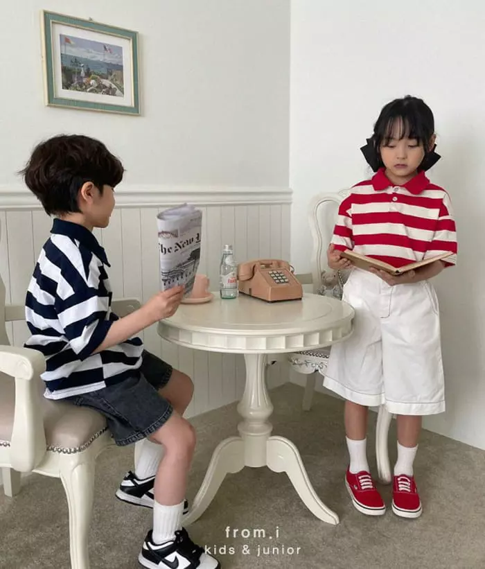 From I - Korean Children Fashion - #designkidswear - Stripes Collar Tee - 5
