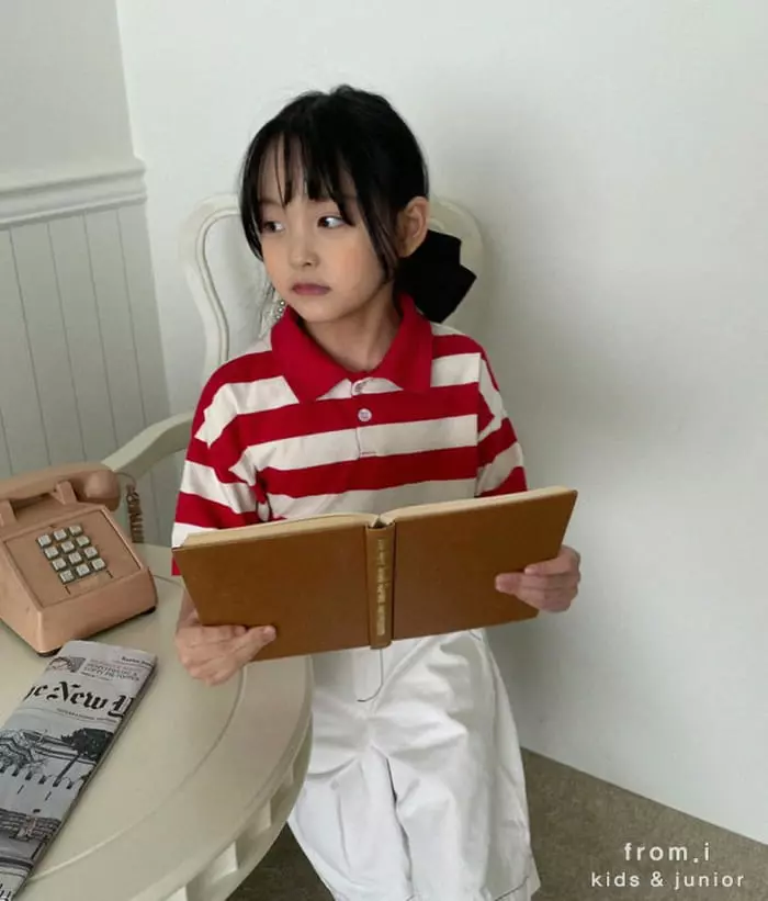 From I - Korean Children Fashion - #discoveringself - Stripes Collar Tee - 6