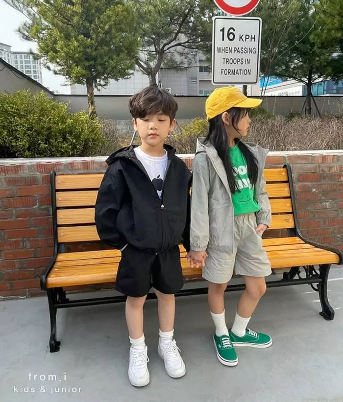 From I - Korean Children Fashion - #kidsstore - Wind Breaker Top Bottom Set - 3