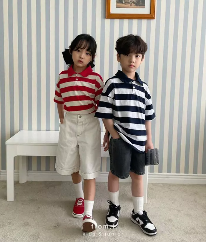 From I - Korean Children Fashion - #stylishchildhood - Stripes Collar Tee - 2