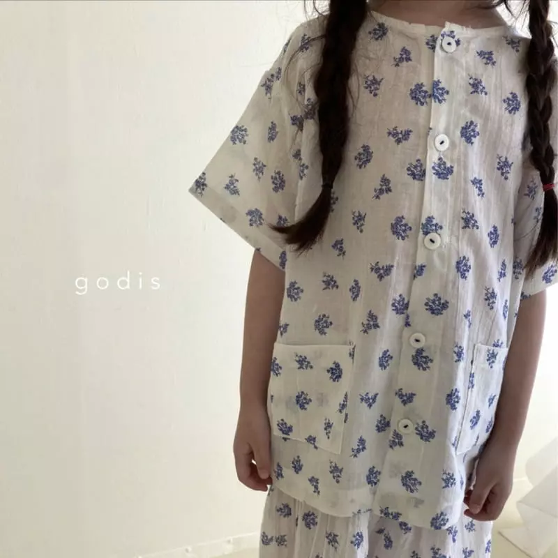 Godis - Korean Children Fashion - #childrensboutique - Blue Flower Pajama - 9