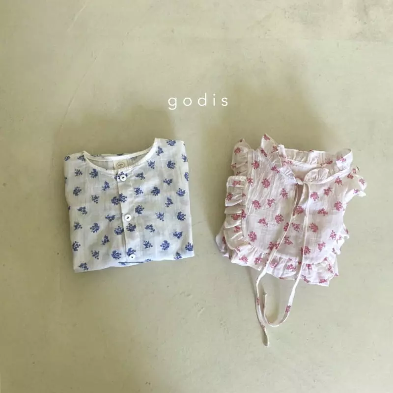 Godis - Korean Children Fashion - #designkidswear - Blue Flower Pajama - 10