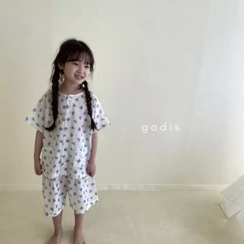 Godis - Korean Children Fashion - #littlefashionista - Blue Flower Pajama