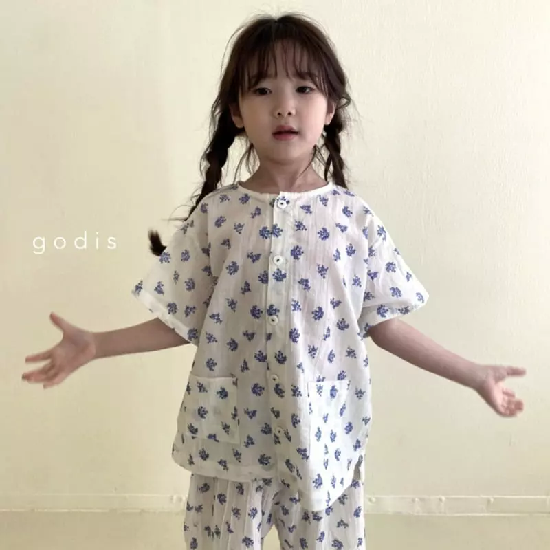 Godis - Korean Children Fashion - #magicofchildhood - Blue Flower Pajama - 2