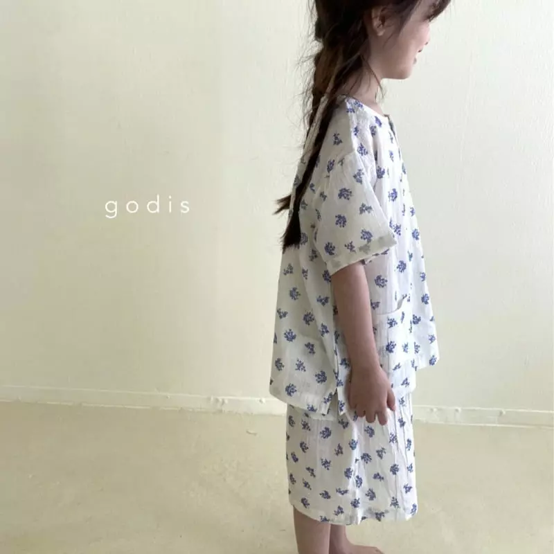 Godis - Korean Children Fashion - #minifashionista - Blue Flower Pajama - 3