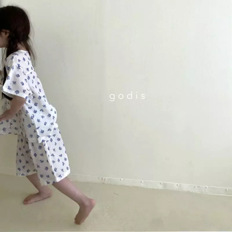 Godis - Korean Children Fashion - #minifashionista - Blue Flower Pajama - 4