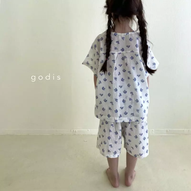 Godis - Korean Children Fashion - #todddlerfashion - Blue Flower Pajama - 5