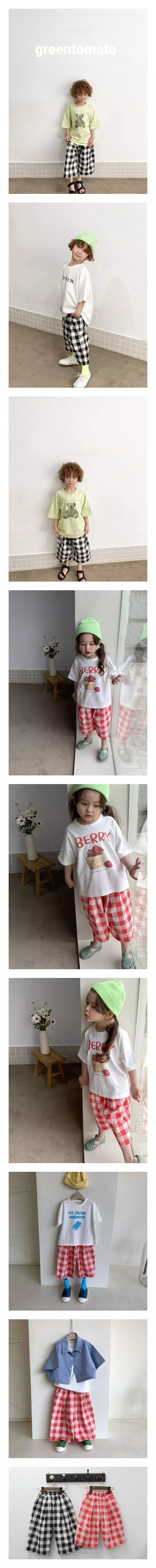 Green Tomato - Korean Children Fashion - #prettylittlegirls - Check Summer Wrinkle Pants