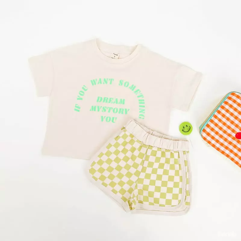 Hanab - Korean Children Fashion - #childofig - Dream Check Top Bottom Set - 10