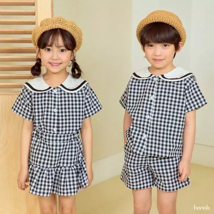 Hanab - Korean Children Fashion - #childrensboutique - Sailor Check Top Bottom Set