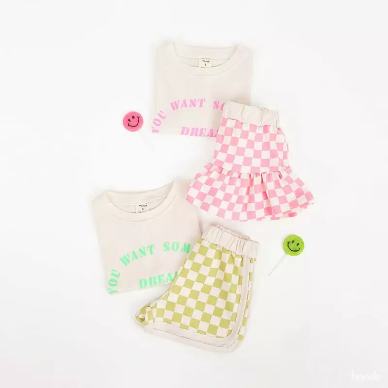 Hanab - Korean Children Fashion - #minifashionista - Dream Check Top Bottom Set - 8
