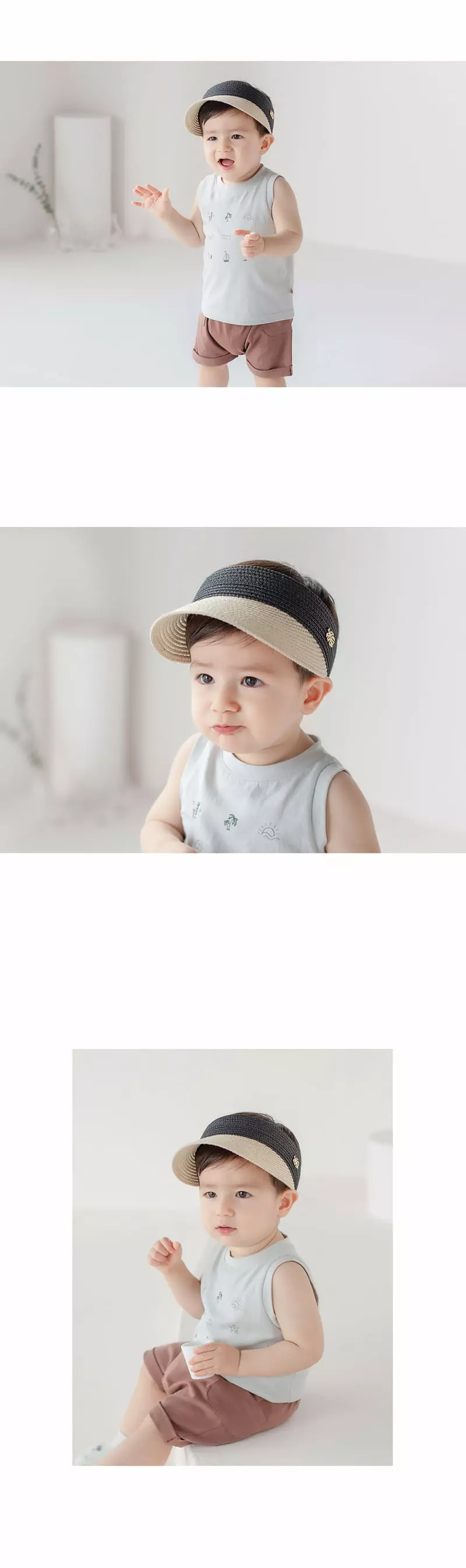 Happy Prince - Korean Baby Fashion - #babyoutfit - Dot Baby Straw Sun Cap - 3