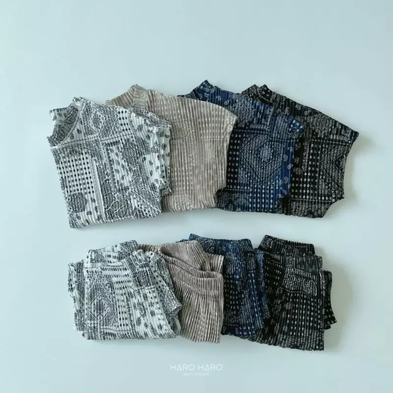 Haro Haro - Korean Children Fashion - #childofig - Paisely Pleats Top Bottom Set - 3