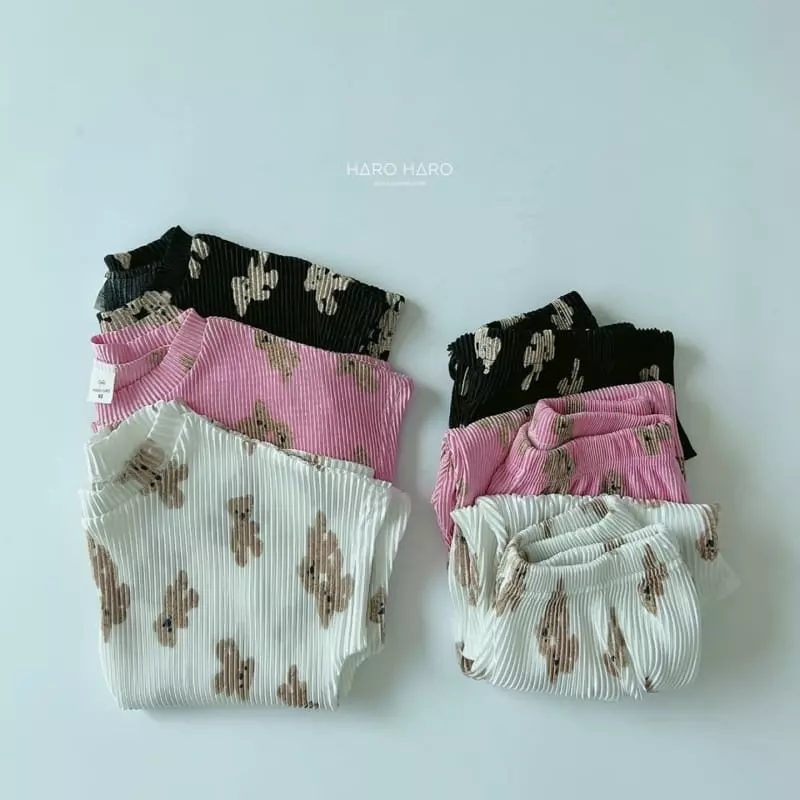 Haro Haro - Korean Children Fashion - #childofig - Bear Pleats Top Bottom Set - 2