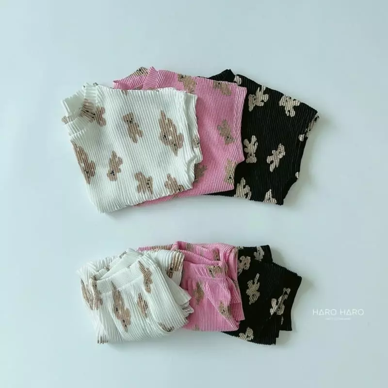 Haro Haro - Korean Children Fashion - #childofig - Bear Pleats Top Bottom Set - 3