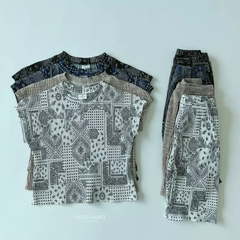 Haro Haro - Korean Children Fashion - #childrensboutique - Paisely Pleats Top Bottom Set - 5