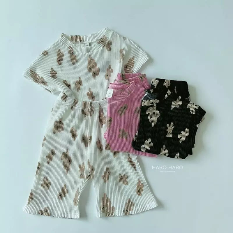 Haro Haro - Korean Children Fashion - #designkidswear - Bear Pleats Top Bottom Set - 5