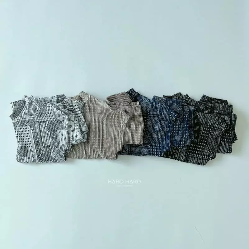 Haro Haro - Korean Children Fashion - #fashionkids - Paisely Pleats Top Bottom Set - 8