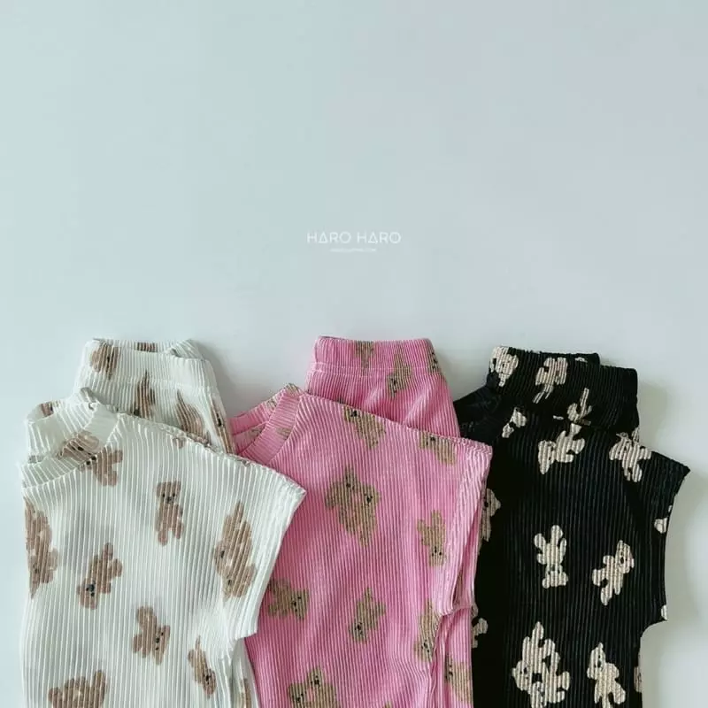 Haro Haro - Korean Children Fashion - #fashionkids - Bear Pleats Top Bottom Set - 7