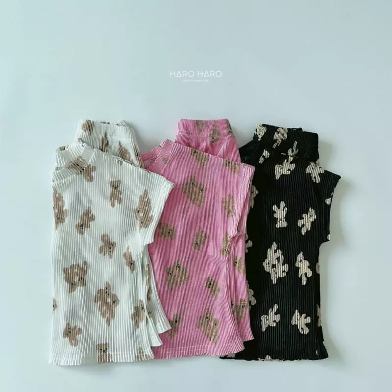 Haro Haro - Korean Children Fashion - #kidsshorts - Bear Pleats Top Bottom Set - 8
