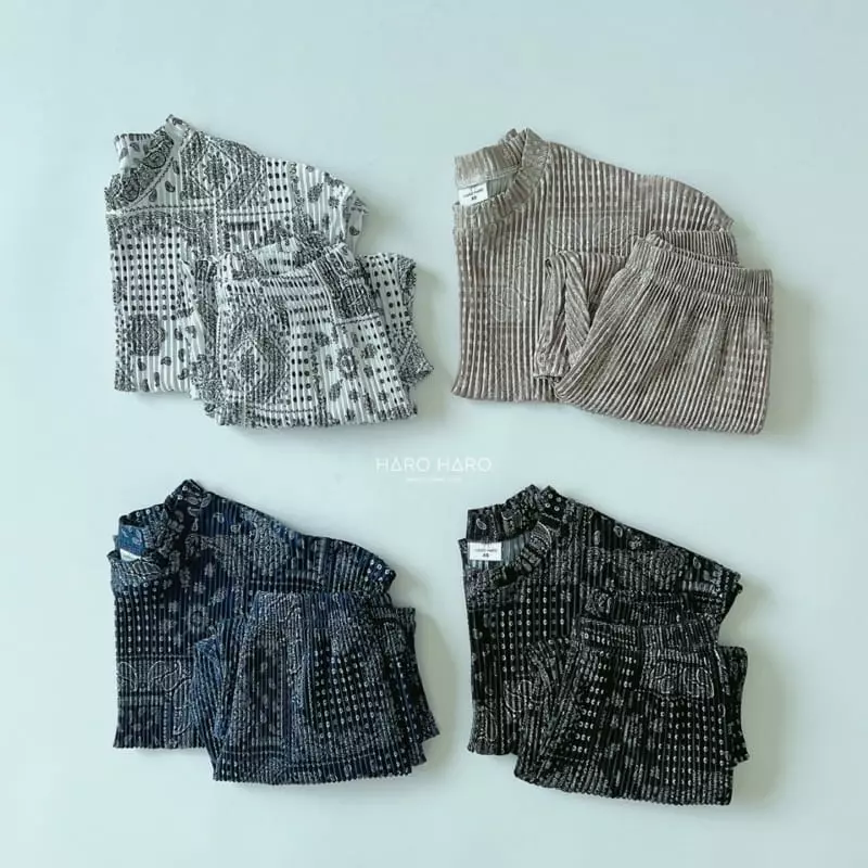 Haro Haro - Korean Children Fashion - #minifashionista - Paisely Pleats Top Bottom Set