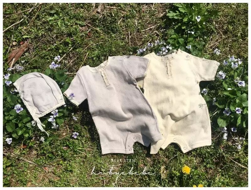 Hi Byebebe - Korean Baby Fashion - #babyboutique - Love Me Jaquard Bodysuit with Bonnet - 4