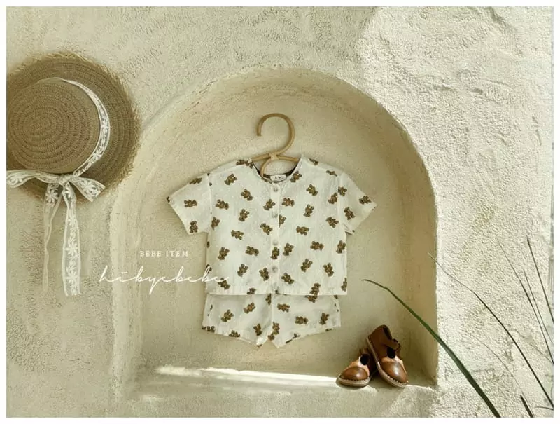 Hi Byebebe - Korean Baby Fashion - #babyclothing - Snow Flower Bear Top Bottom Set - 2