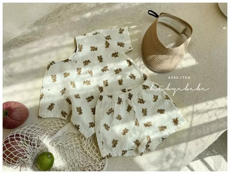 Hi Byebebe - Korean Baby Fashion - #babyoninstagram - Snow Flower Bear Top Bottom Set - 7