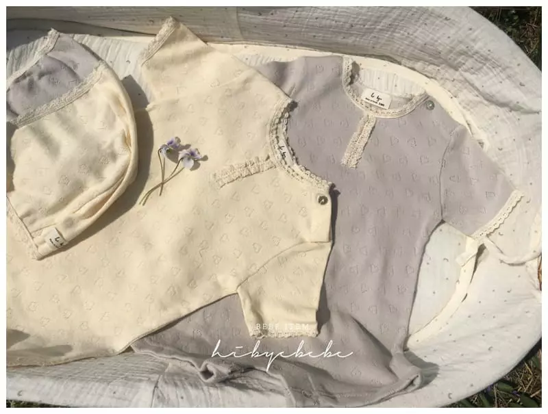 Hi Byebebe - Korean Baby Fashion - #smilingbaby - Love Me Jaquard Bodysuit with Bonnet - 2