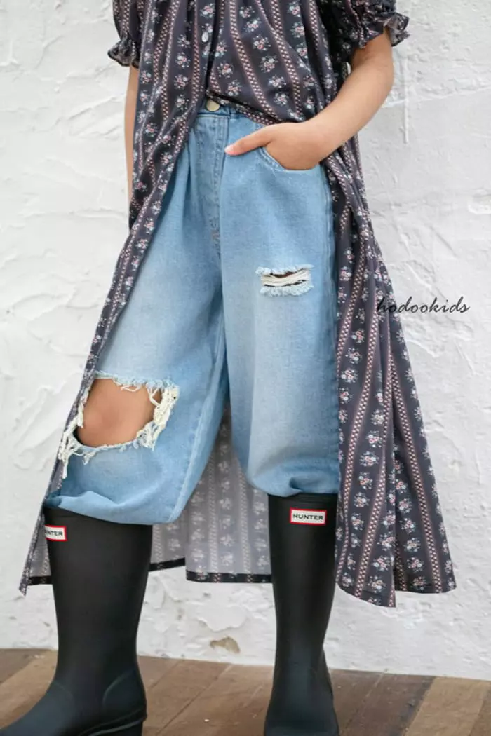 Hodoo - Korean Children Fashion - #kidsshorts - Slit Jeans