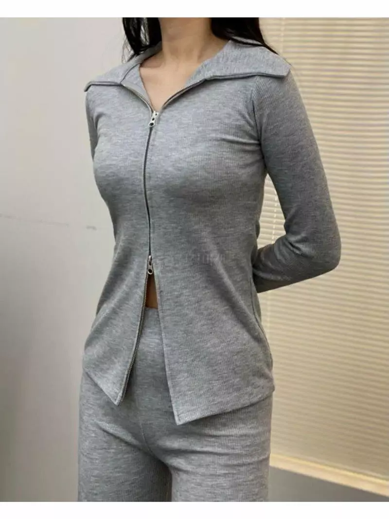 Howl - Korean Women Fashion - #womensfashion - Rib Over Collar Zip-up - 3