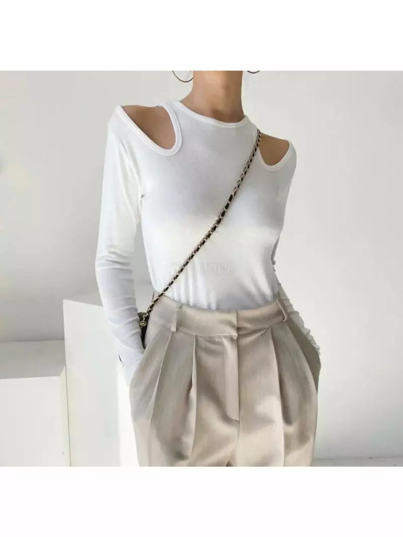 Howl - Korean Women Fashion - #womensfashion - Both Slit Long Sleeves Tee