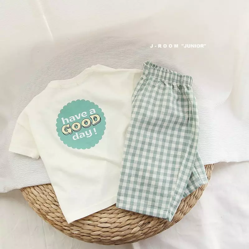 J-Room - Korean Children Fashion - #childofig - Good Bay Check Top Bottom Set - 4