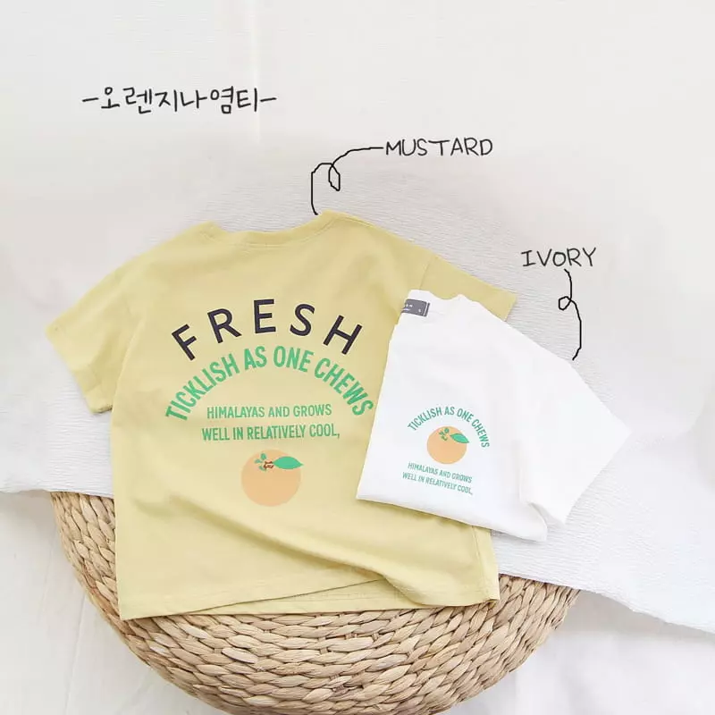 J-Room - Korean Children Fashion - #childrensboutique - Orange Paint White Tee - 3