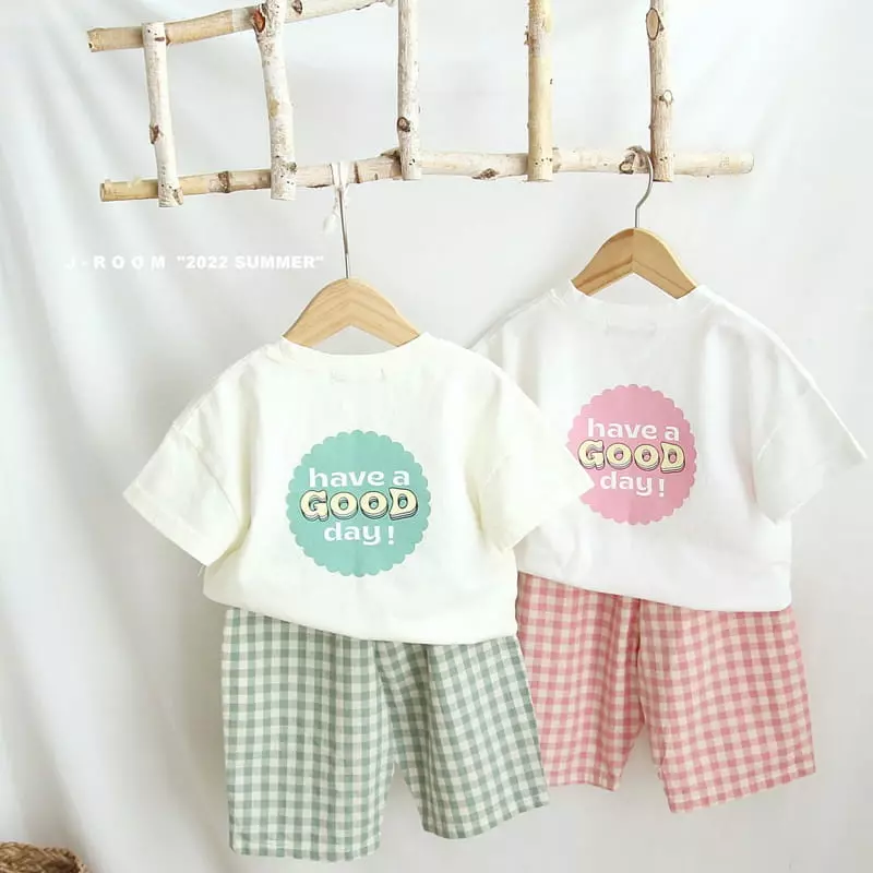 J-Room - Korean Children Fashion - #discoveringself - Good Bay Check Top Bottom Set - 6