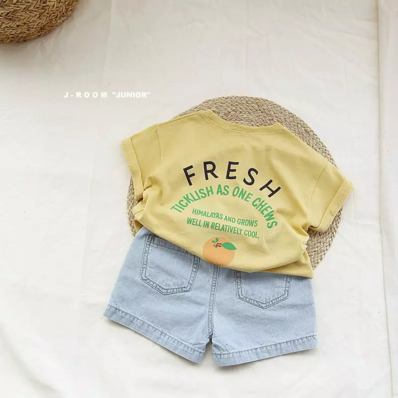 J-Room - Korean Children Fashion - #kidsshorts - Orange Paint White Tee - 7