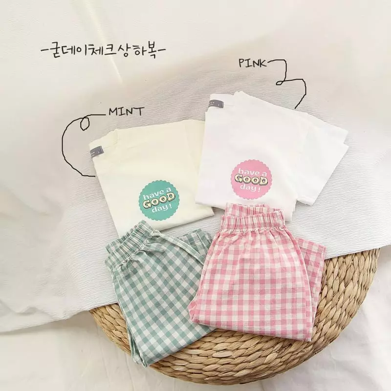 J-Room - Korean Children Fashion - #stylishchildhood - Good Bay Check Top Bottom Set - 2