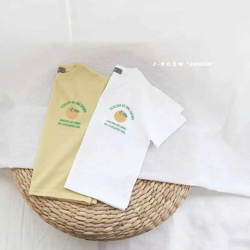 J-Room - Korean Children Fashion - #stylishchildhood - Orange Paint White Tee