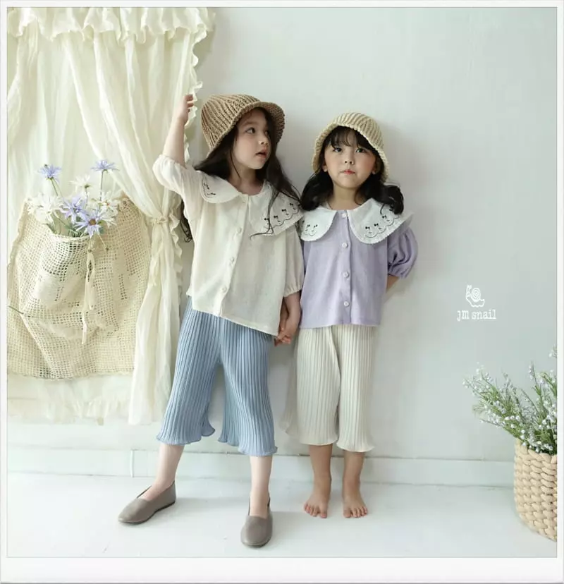 JM Snail - Korean Children Fashion - #Kfashion4kids - Linen Flower Collar Cardigan - 2