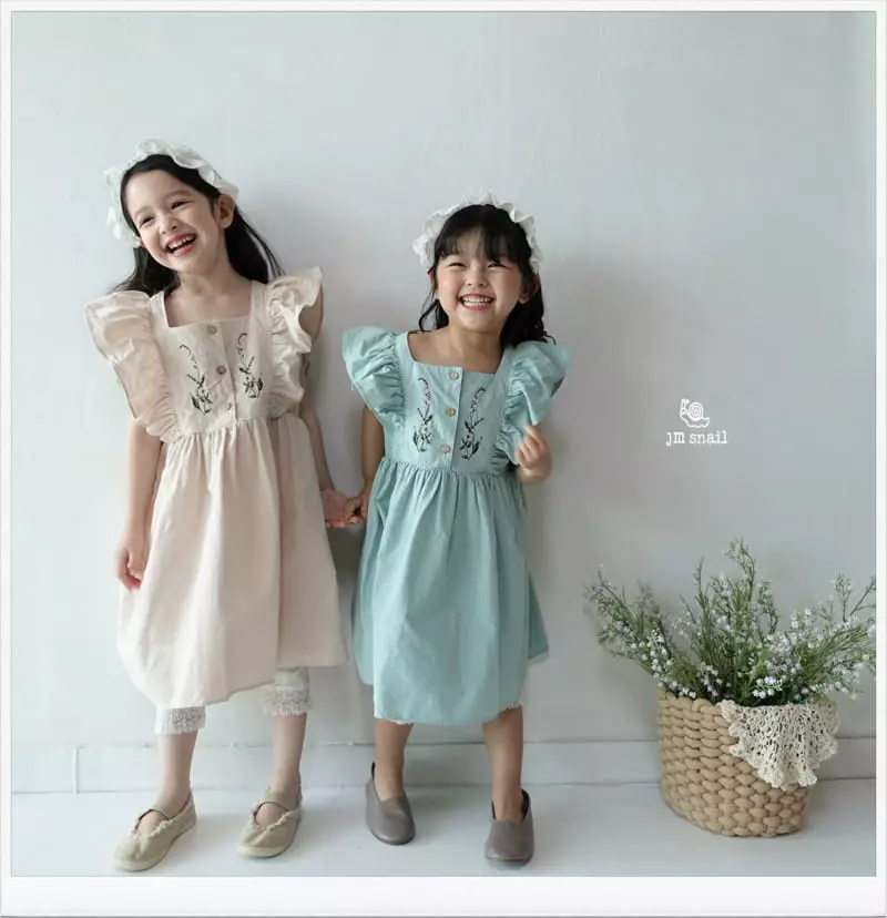 JM Snail - Korean Children Fashion - #childofig - Flower Embrodiery Sleeveless One-piece - 8