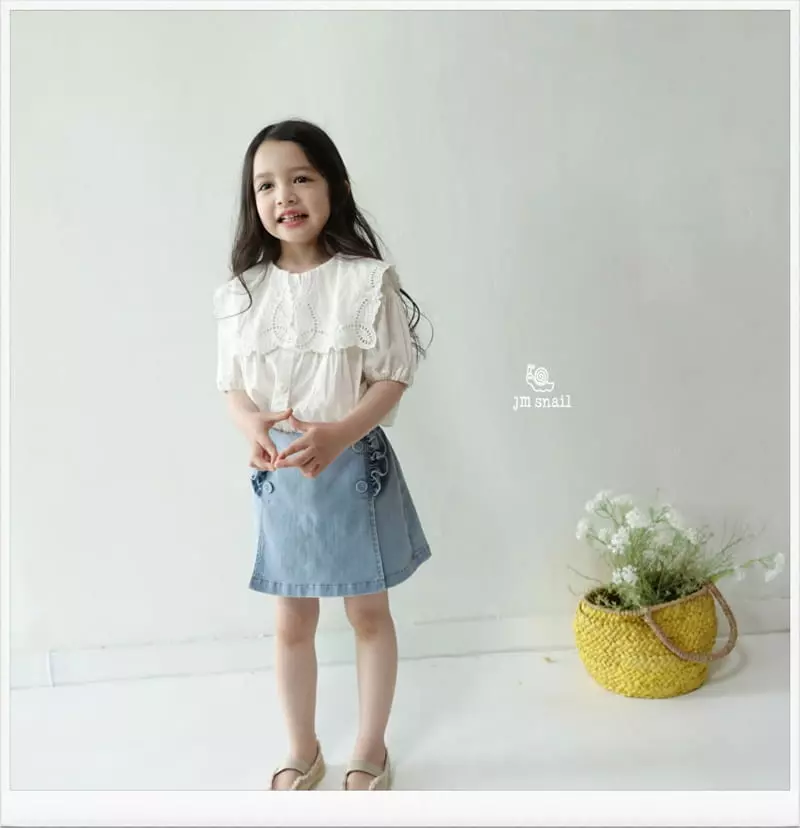 JM Snail - Korean Children Fashion - #childofig - Embroidery Short Sleeves Blouse - 3