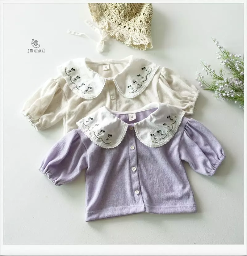 JM Snail - Korean Children Fashion - #childrensboutique - Linen Flower Collar Cardigan - 11