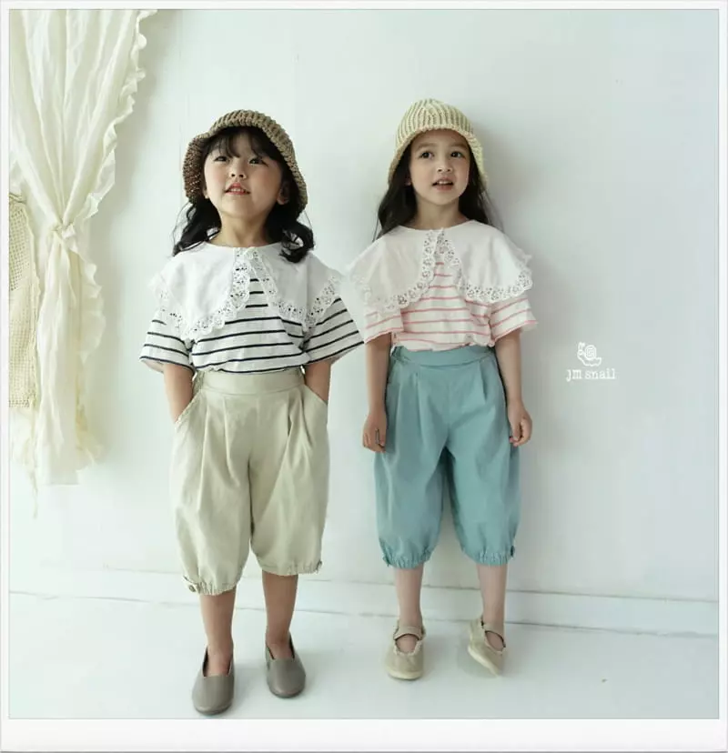 JM Snail - Korean Children Fashion - #childrensboutique - Lin Two Collar Stripes Tee - 6