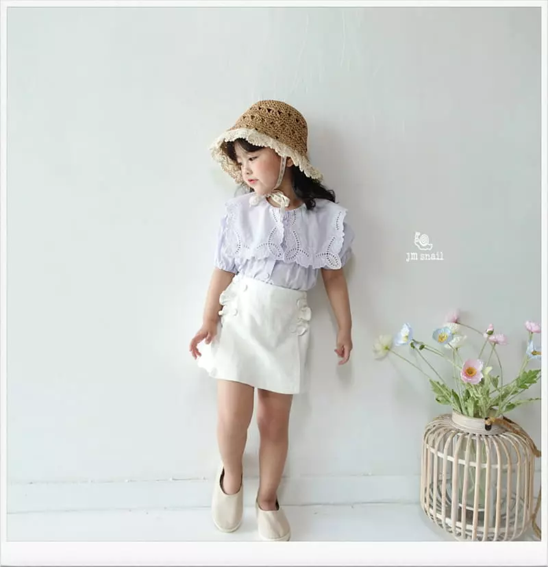 JM Snail - Korean Children Fashion - #childofig - Embroidery Short Sleeves Blouse - 4